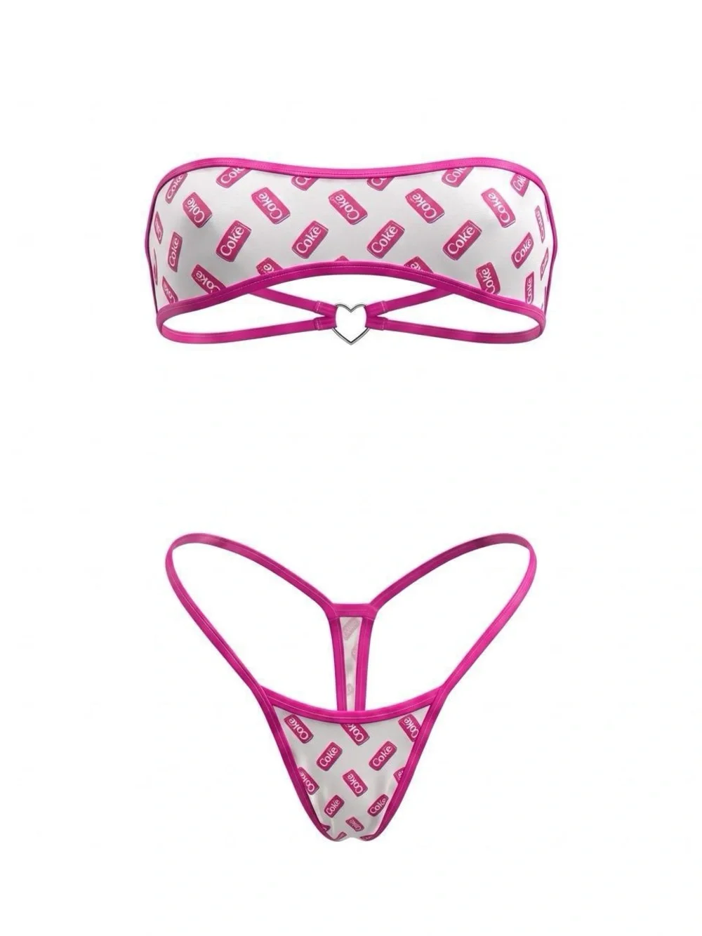 GrlFriday Shop EXCLUSIVE Diet Coke Strappy Thong Bikini - Size M